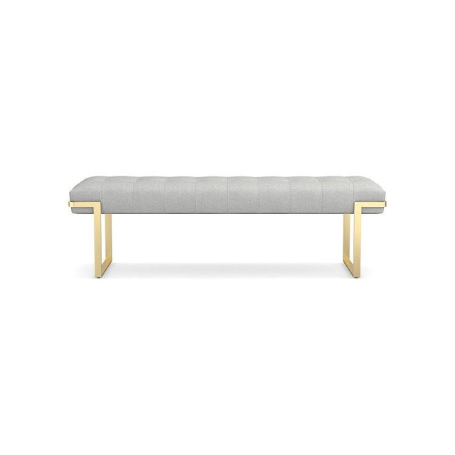 Mixed Material Bench, Standard, PPBW, Light Grey, Antique Brass