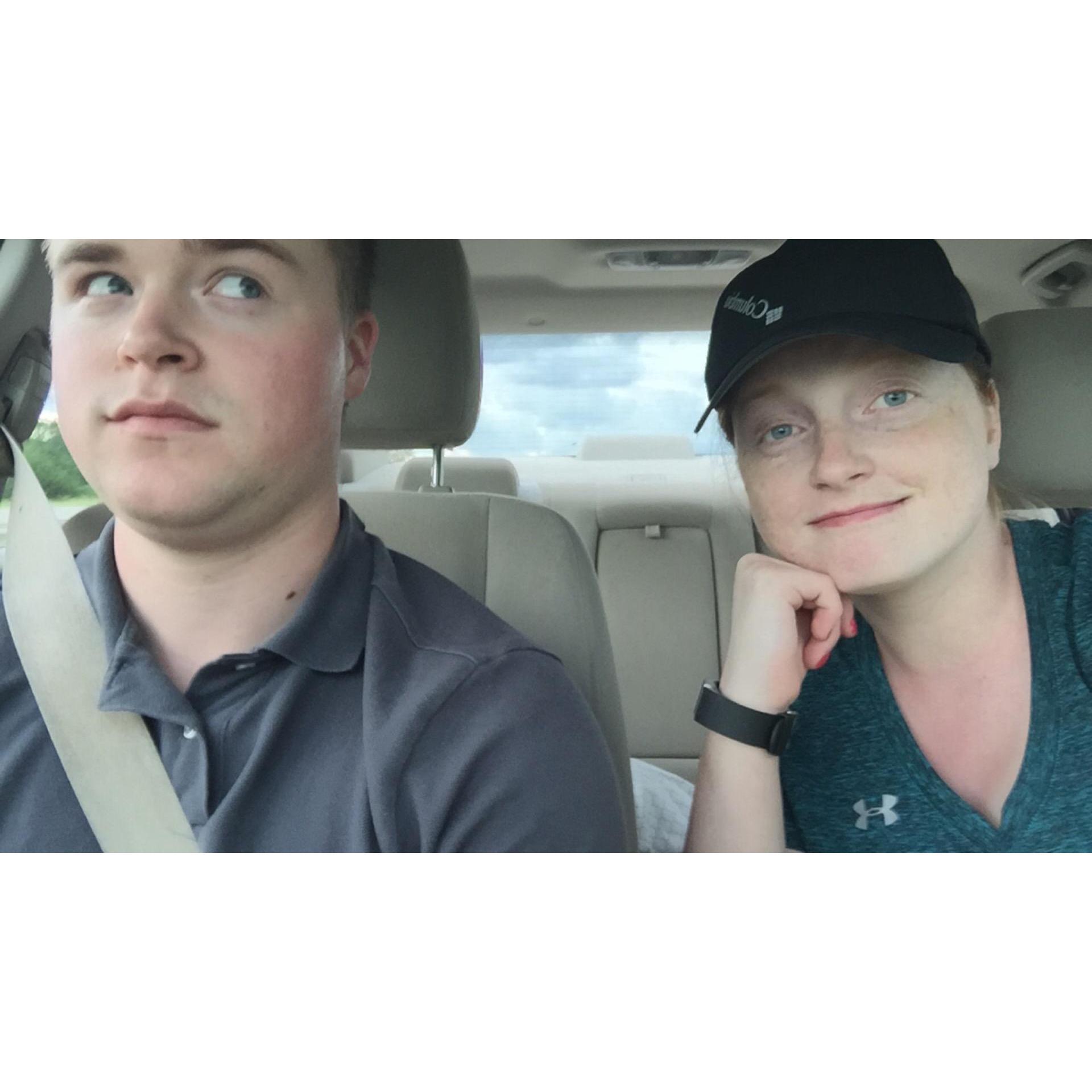 Sunburnt from being at a golf tournament all day.