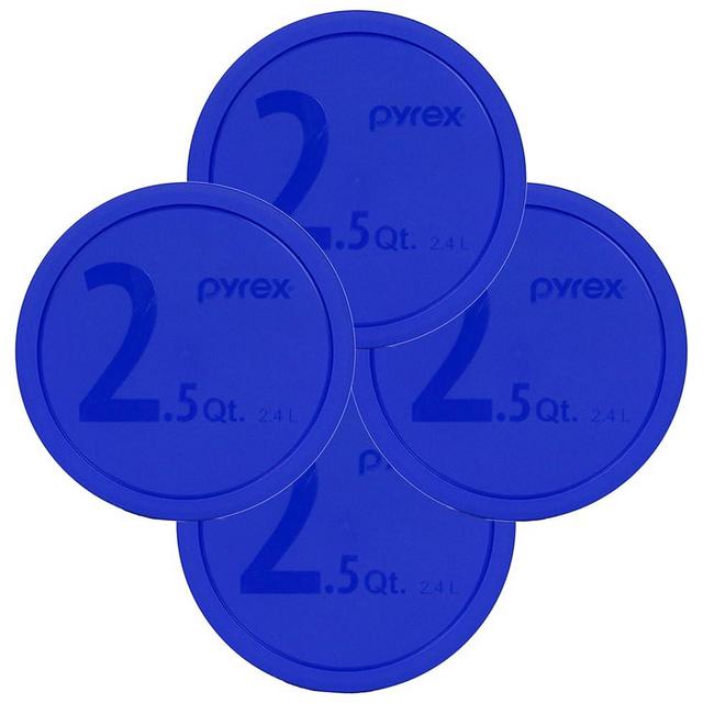 Pyrex 325-PC Blue 10-inch Dia. Lid for 2.5-Quart (2.4L) Mixing Bowl - 4 Pack Made in the USA