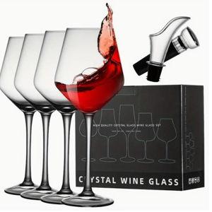 4pcs, crystal clear wine glasses