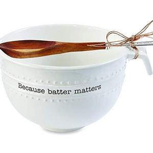Mud Pie 4601093 Batter Matters Mixing Bowl Set, One Size, White