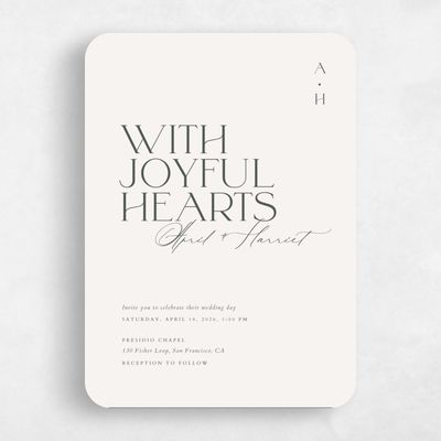Beige Rounded Wedding Invitation - Grayson Portrait