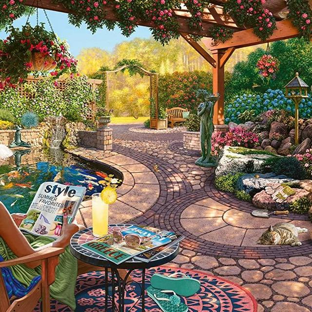 Ravensburger Cozy Backyard Bliss 750 Piece Large Format Jigsaw Puzzle for Adults - 16941 - Every Piece is Unique, Softclick Technology Means Pieces Fit Together Perfectly