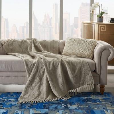 Knit Diamond Throw Blanket Natural - Nourison