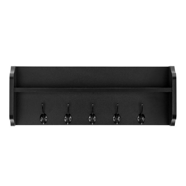 25" x 9" Entryway Floating Utility Wall Shelf with Hooks Black - Danya B.