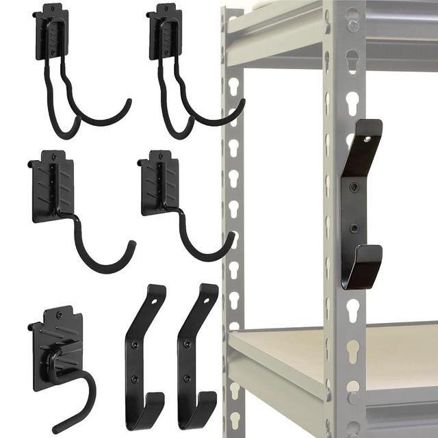 Wallmaster Boltless Shelving Hook Organizer Kit,7 Pcs Adjustable Storage Hanging Accessories for 1.5 inch Keyhole Rack,Garage Heavy Duty Tool Storage System