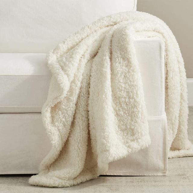 Fireside Cozy Reversible Throw, 50 x 60", Ivory