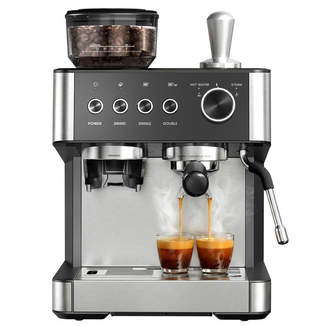 20 Bar Espresso Machines with Grinder, Professional Espresso Maker with Removable Water Tank, Milk Frother Steam Wand for Latte&Cappuccino