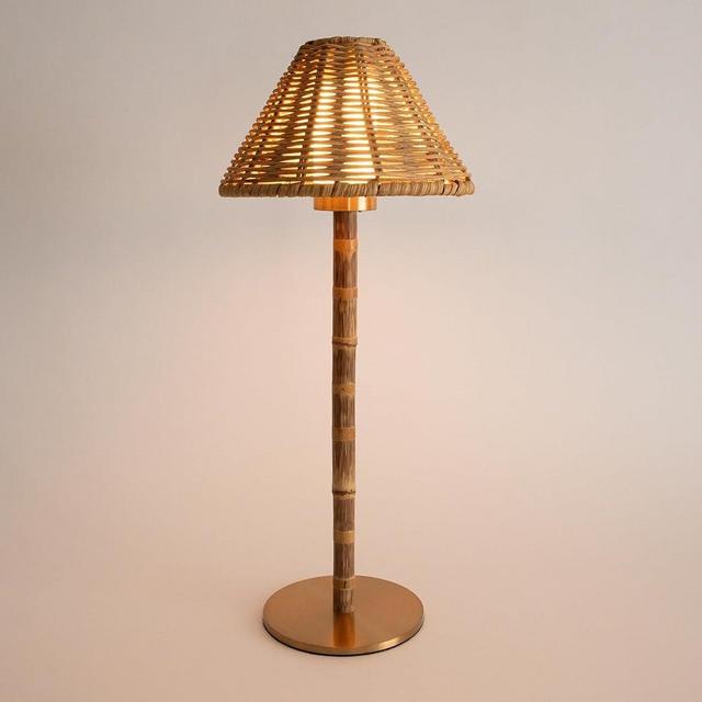 LUXELYKOS Bamboo Cordless LED Table Lamp, Rechargeable Battery, 24-Hour Use, Dimmable Warm Light, Portable Wireless Lamp with Remote for Indoor/Outdoor Use, Home, Patio, Bedroom, Restaurant Décor