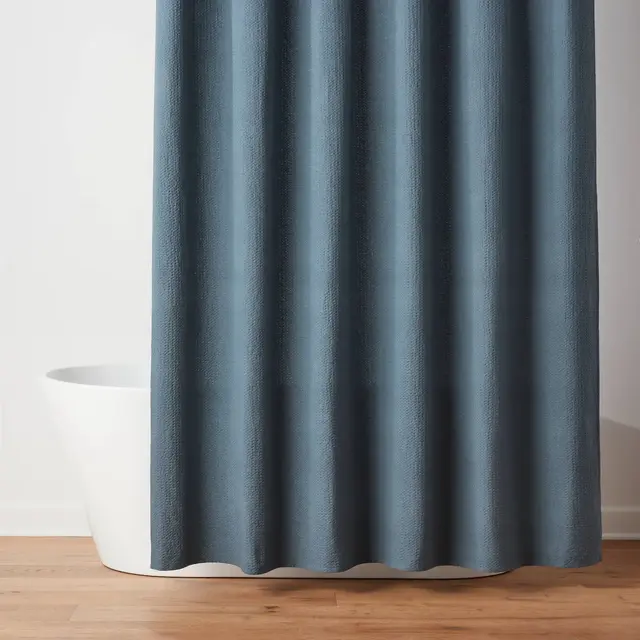 Oversized Relaxed Waffle Weave Shower Curtain Dark Blue- Threshold™