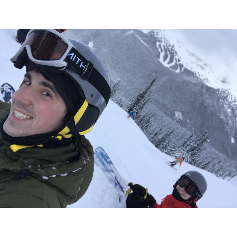 Taking a ski break on Blackcomb in Canada
