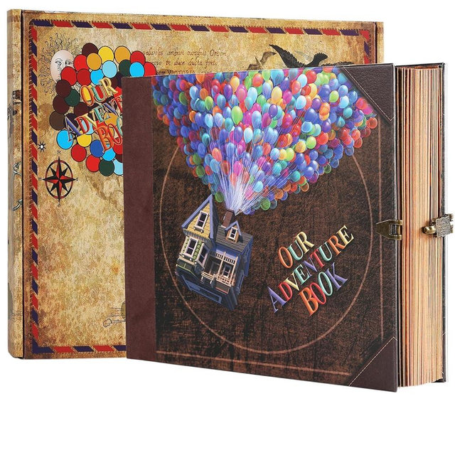 Scrapbook Photo Album,Our Adventure Book Scrapbook, Embossed Words Hard Cover Movie Up Travel Scrapbook for Anniversary, Wedding, Travelling, Baby Shower, etc (Adventurebook Ball)