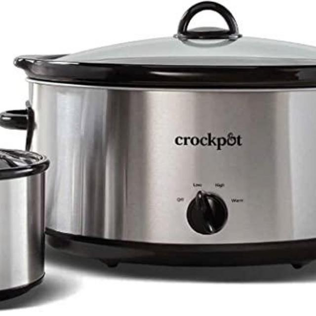 Crock-Pot 8 Quart Manual Slow Cooker with 16 Oz Little Dipper Food Warmer, Stainless