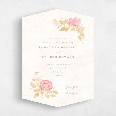 Pink Diamond Wedding Invitation - Muriano Portrait