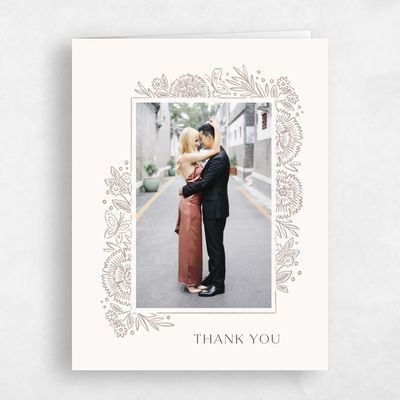 Rich Taupe, Beige Wedding Thank You - Keita Photo
