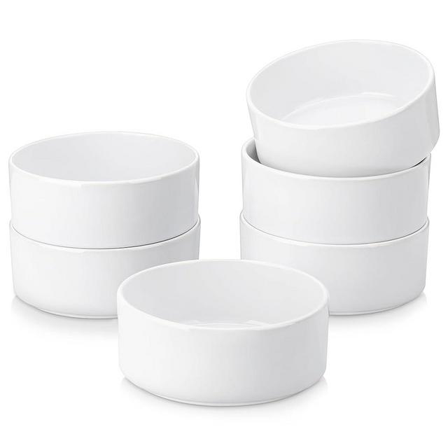 vancasso Venus 24 oz White Cereal Kitchen Bowls Set of 6, 6 inch Ceramic Salad Set of Bowls for Kitchen, Deep Soup Bowls Set of 6,Microwave, Oven, and Dishwasher Safe,White