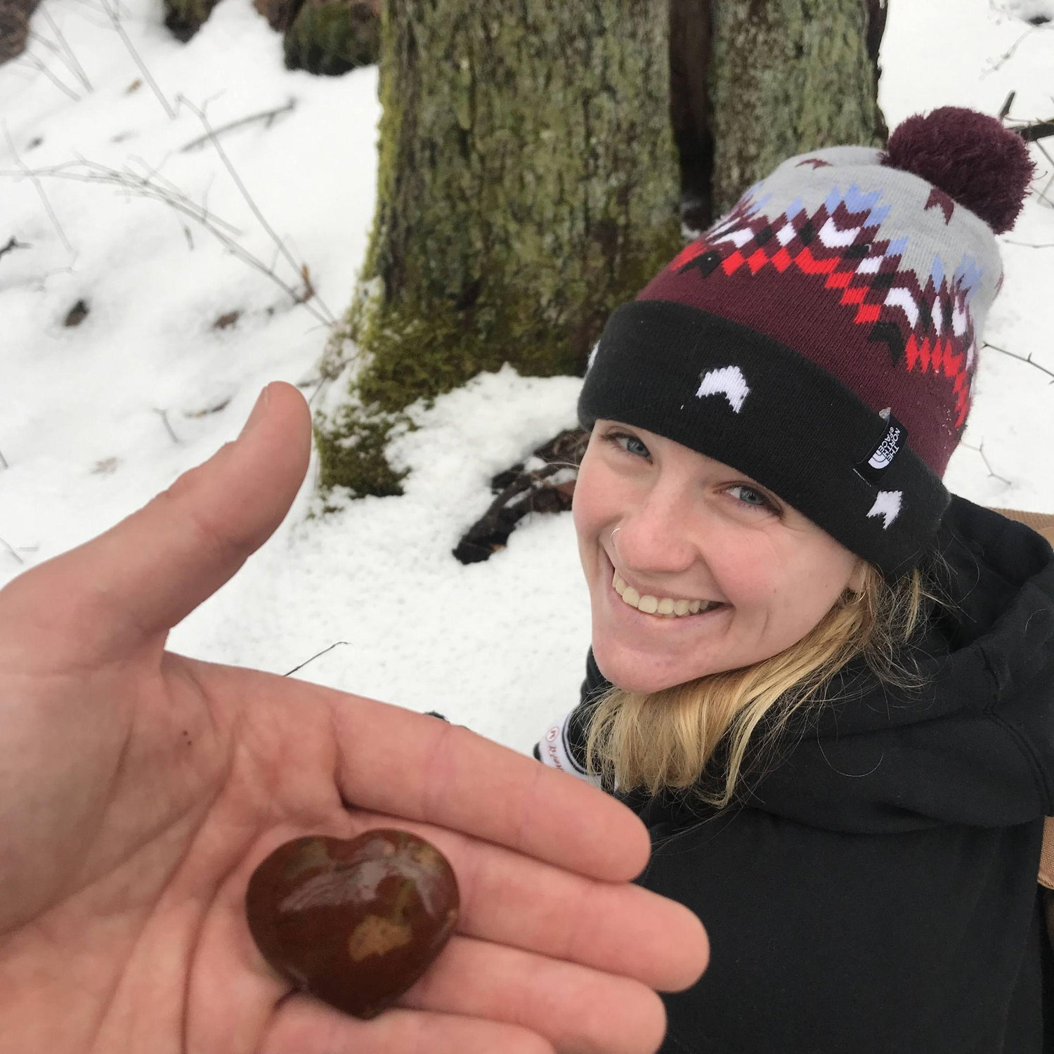 A heart-shaped stone in Allegheny National Forest, January 2021.