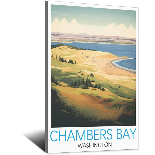 Chambers Bay Washington Vintage Travel Poster 16x24inch(40x60cm) Canvas Wall Decor, Wall Art Posters Prints Paintings Pictures for Living Room