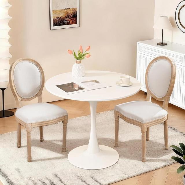 SoarFlash Kitchen Table and Chairs for 2, 31.5" Dining Table Set for 2 with French Dining Chairs, 3 Piece Round Kitchen Table Set, Dining Room Table Set for Small Space, Apartment