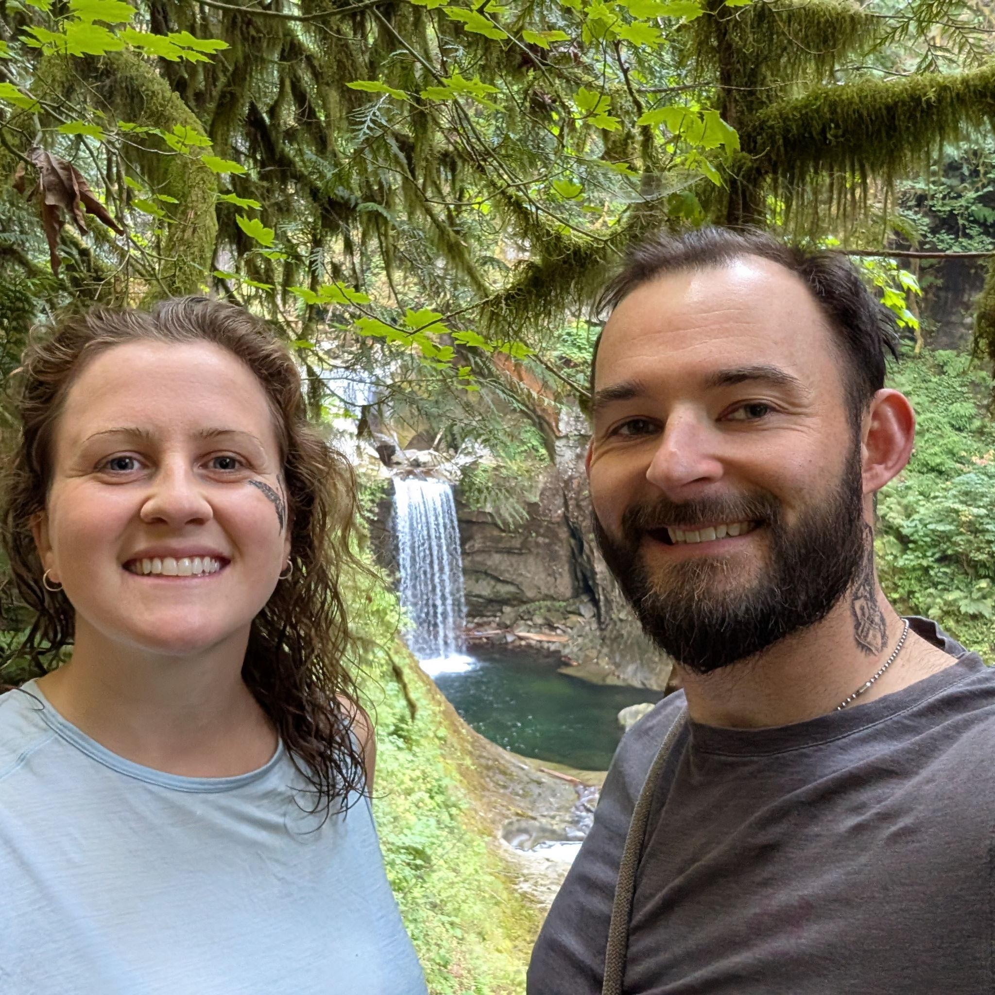 Waterfall pool hopping at Racehorse Falls near Mt. Baker