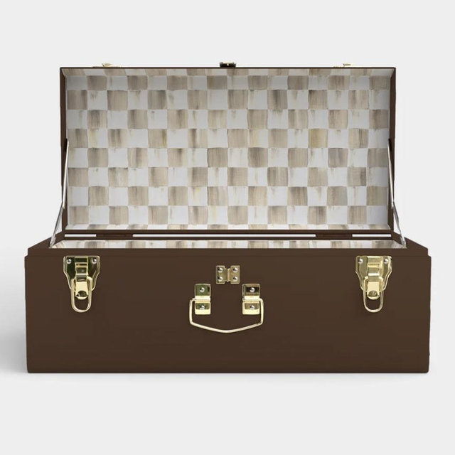 MacKenzie-Childs x Petite Keep Petite Trunk | brown and cream checkered lining