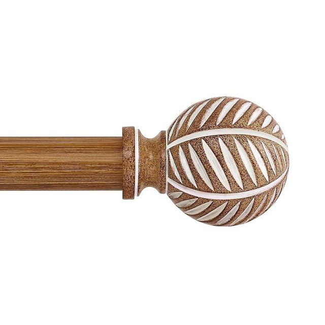 HTZON Wood Curtain Rods 72 to 144 Inch,1 Inch Boho Adjustable Long Curtain Rod,Imitation Wood Grain Leaf Window Curtains Rods,Farmhouse Rustic Heavy Duty Curtain Rods,Brown Drapery Rods Set 72-144"
