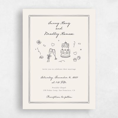 Ebony, Beige Wedding Invitation - Willa Classic