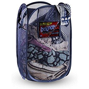Mesh Pop-Up Laundry Hamper with Side Pocket and Handles