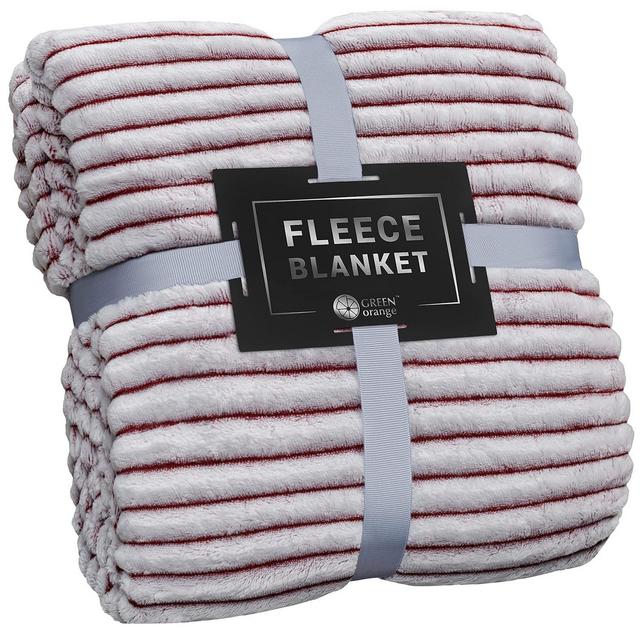 GREEN ORANGE Fleece Throw Blanket for Couch – 50x60, Lightweight, Red and White – Soft, Plush, Fluffy, Warm, Cozy – Perfect for Bed, Sofa