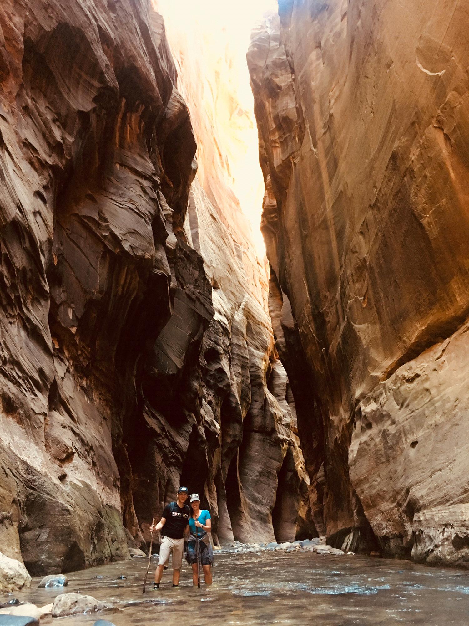 Hiking the Virgin River in Zion NP.