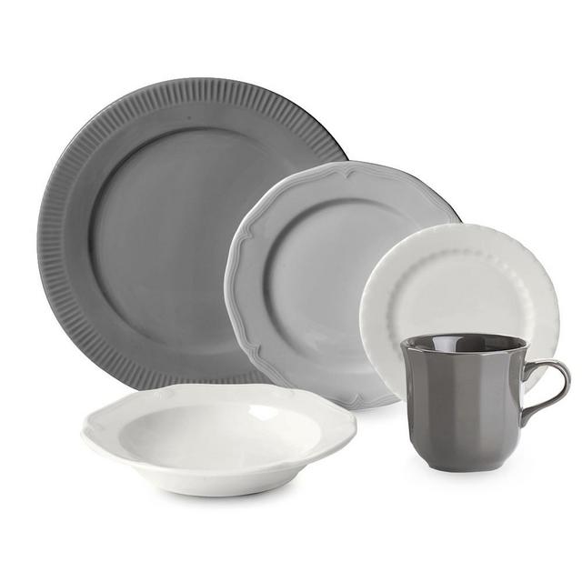 Eclectique 5-Piece Dinnerware Set, Mixed Grey