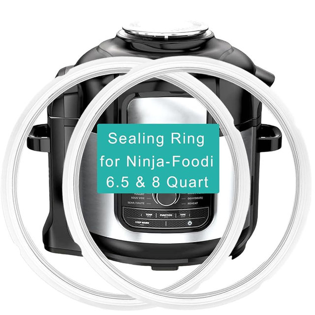 2-Pack Original Sealing Ring for Ninja Foodi 6.5 Quart & 8 Quart, Silicone Gasket Replacement Parts for Ninja Foodi Air Fryer, FD401/FD302/OS401/OS301/OP401/OP30