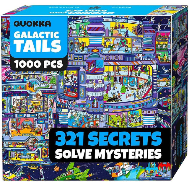 QUOKKA 1000 Piece Jigsaw Puzzle for Adults Galactic Tails – Premium Box Packaging with Extra Fun Challenges - Stunning Galaxy Dog Puzzle - Perfect for Relaxation & Creativity & Gift Giving