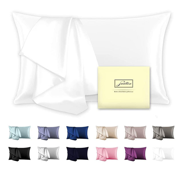 Natural Mulberry Silk Pillowcase for Hair and Skin King Size 20"X36" White Pillow Case with Hidden Zipper Soft Breathable Smooth Cooling Silk Pillow Covers for Sleeping (White,King,1Pcs)