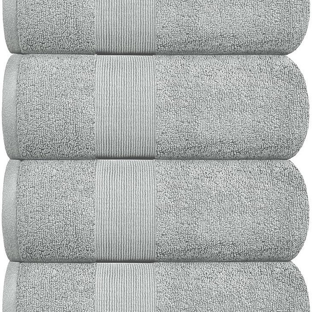 White Classic Resort Collection Soft Bath Towels | 28x55 Luxury Hotel Plush & Absorbent Cotton Bath Towel Large [4 Pack, Dolphin Grey]