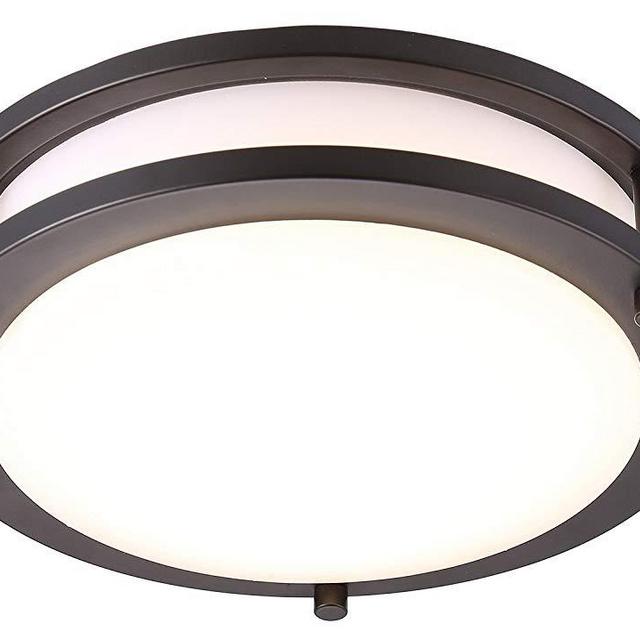 Cloudy Bay LED Flush Mount Ceiling Light,10 inch,17W(120W Equivalent) Dimmable 1050lm,3000K Warm White,Oil Rubbed Bronze Round Lighting Fixture for Kitchen,Hallway,Bathroom,Stairwell