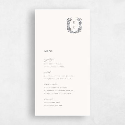 Charcoal, Beige Wedding Menu - Mirra