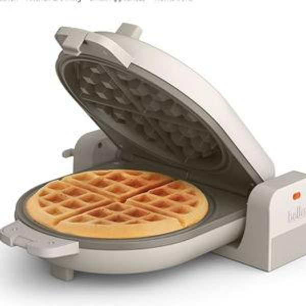 bella Flip-n-Store Belgian Waffle Maker, EverGood™ Ceramic Nonstick Coating, Fits-anywhere™ Kitchenware, Power Indicator Light & Touch Handle, 7” Wide & 1" Deep Plates, 1000 Watt, Oatmilk