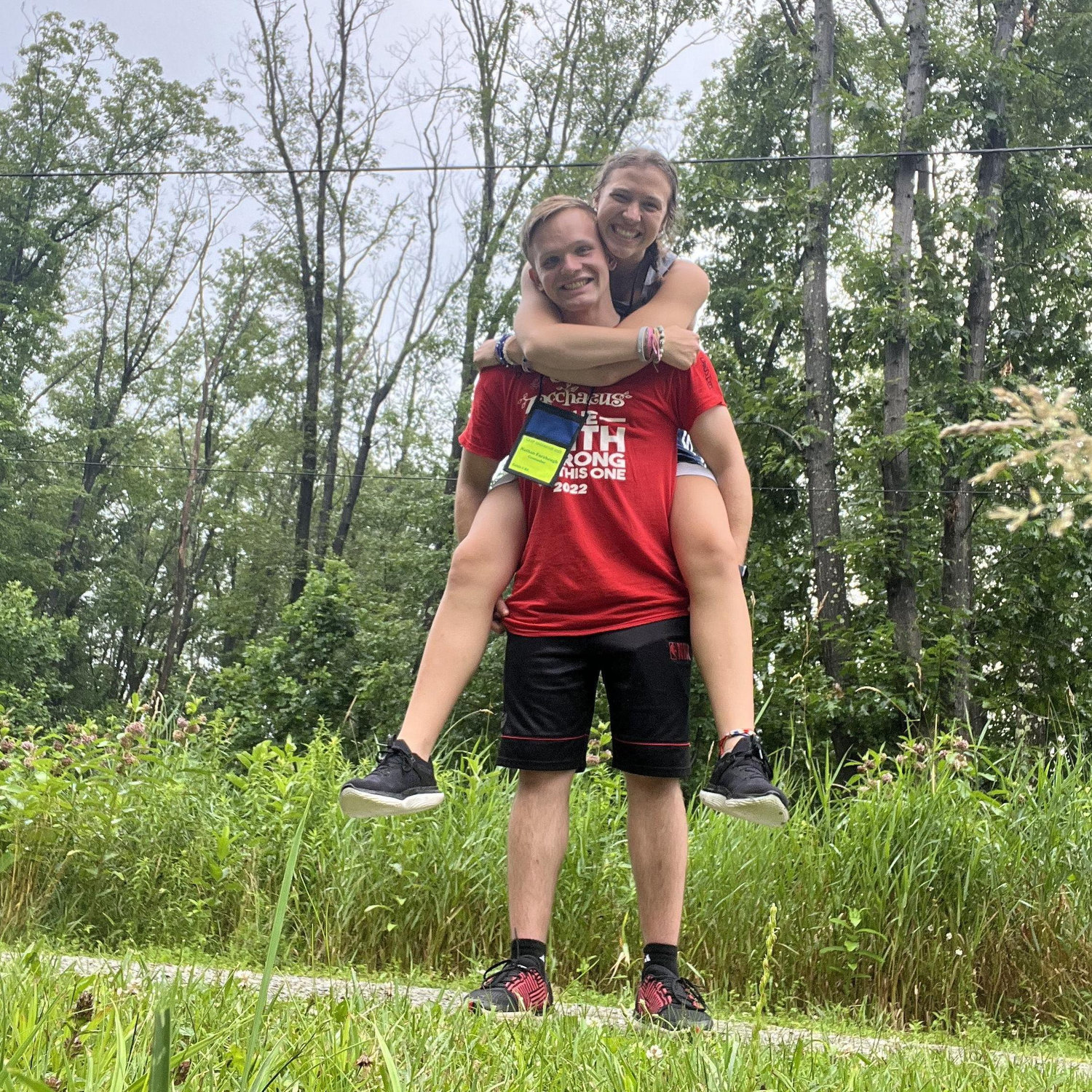 We returned to be counselors for Camp Zacchaeus 2023. This was taken exactly one year after we met.