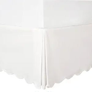 HIG Off-White Chic Full Bed Skirt - Easy Fit Scallop Edge Pleated Bedskirts, 14 Inch Drop Anti-Slip Dust Ruffle, Thick Fabric for Enhanced Privacy, Pre-Washed for Long-Lasting Use(N60022)