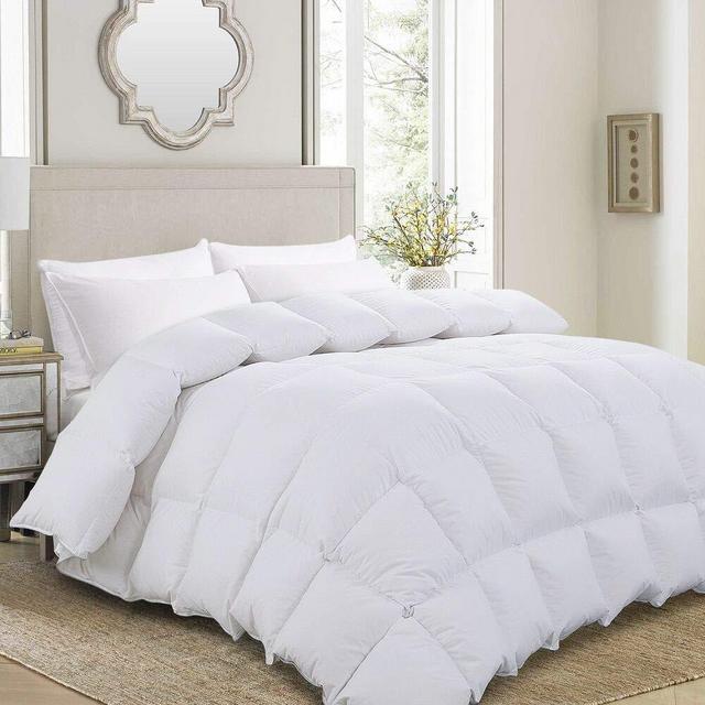 Luxurious Oversized King 120" x 98" Goose Down Comforter Duvet Insert,70 oz Premium White Goose Down Feather,100% Cotton Shell Down Proof with 8 Tabs Hypo-allergenic (Palatial King, White)