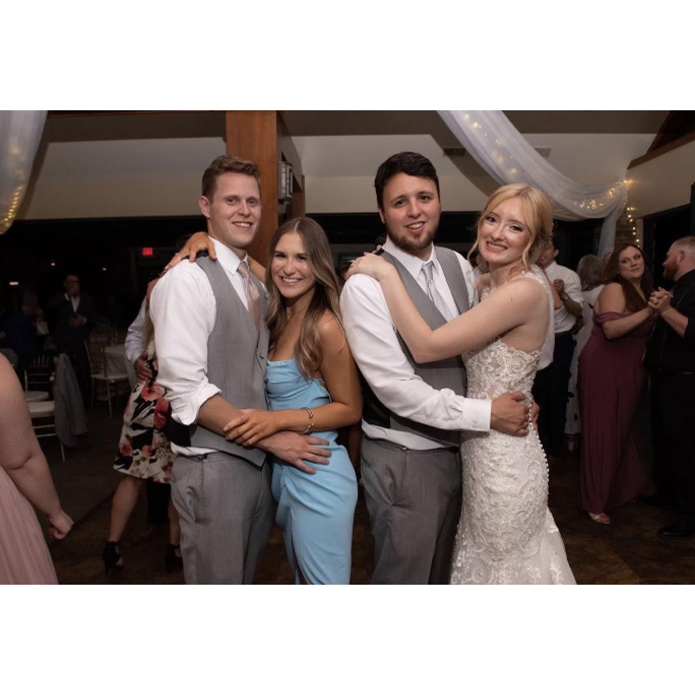 With Bryce's brother, Connor, and his wife, Brittany, at their wedding