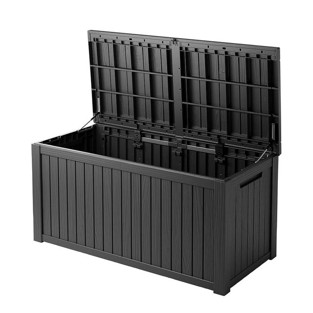 TARKARI 200 Gallon Outdoor Storage Box Waterproof, Resin Deck Boxes with Lockable Lid & UV-Resistant for Patio, Pool, Garden Furniture Cushions & Accessories, Black