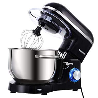 Aucma Stand Mixer,6.5-QT 660W 6-Speed Tilt-Head Food Mixer, Kitchen Electric Mixer with Dough Hook, Wire Whip & Beater (6.5QT, Black)