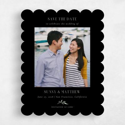 Black Scalloped Wedding Save the Date - Clairemont Photo
