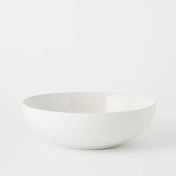 Textured Low Serve Bowl, White Grid