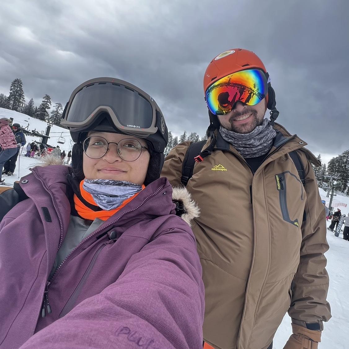 K's first time snowboarding