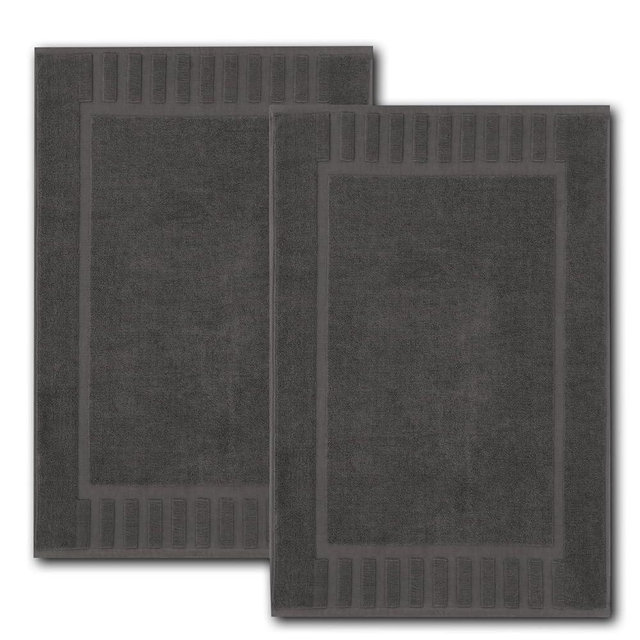 White Classic Luxury Bath Mat Floor Towel Set - Absorbent Cotton Hotel Spa Shower/Bathtub Mats [Not a Bathroom Rug] 22"x34" | 2 Pack | Charcoal