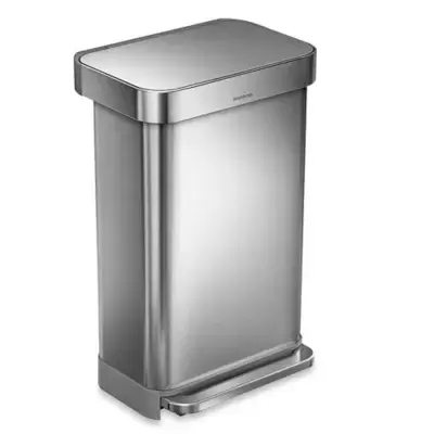 simplehuman® 45-Liter Rectangular Liner Rim Step Trash Can with Liner Pocket