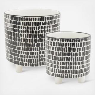 2-Piece Footed Ceramic Planter Set